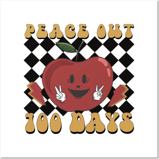 Peace Out 100 Days of School Apple, Retro 100th Day of School Teacher Posters and Art